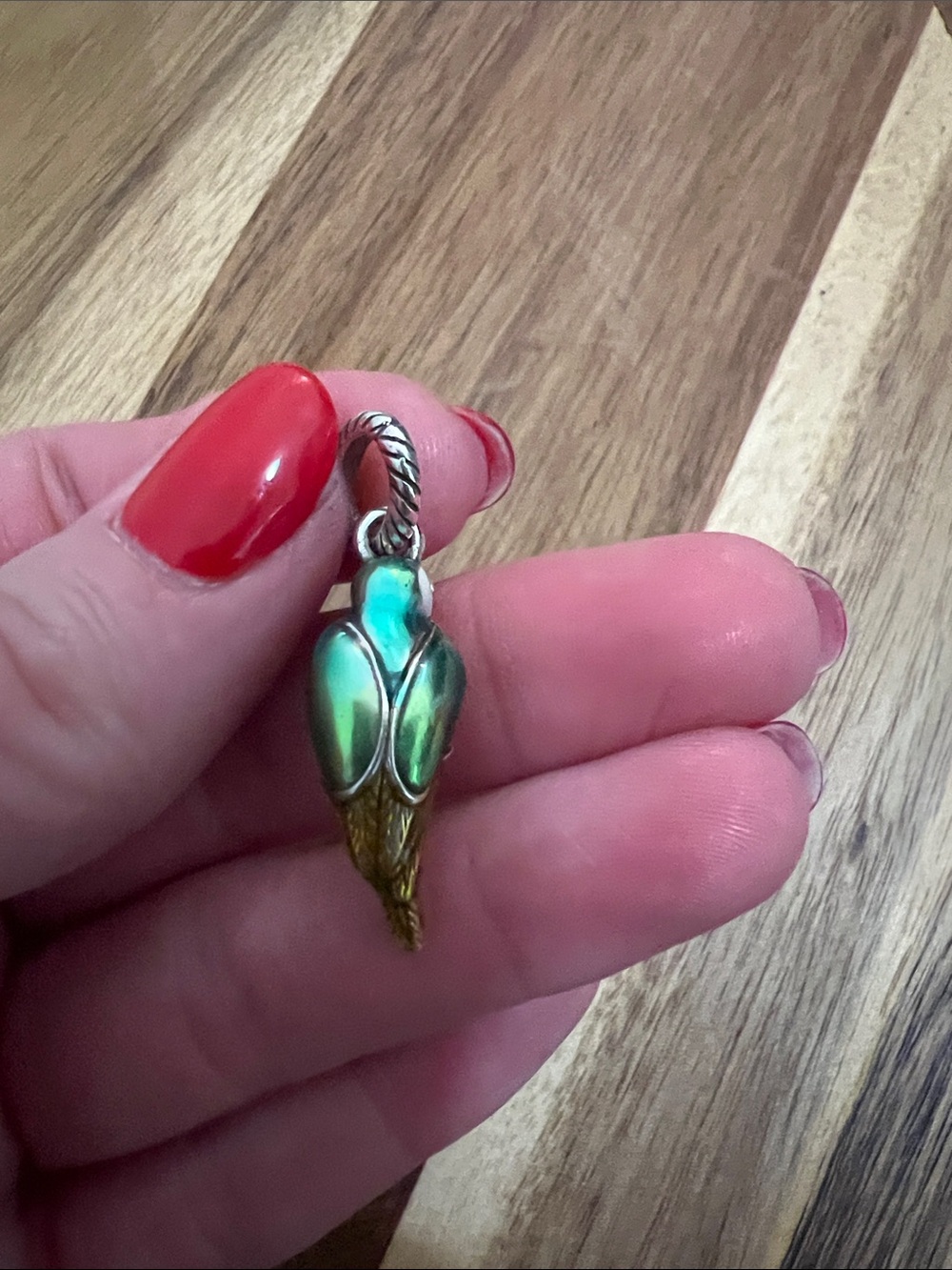 Brighton Parrot Charm Pendant in Green and Gold - Picture 7 of 7